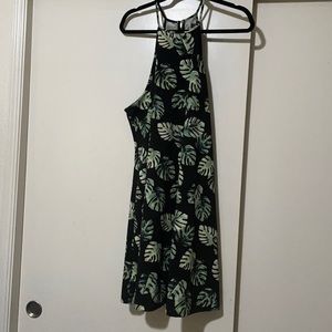 Forever 21 Halter Leaf Print Dress